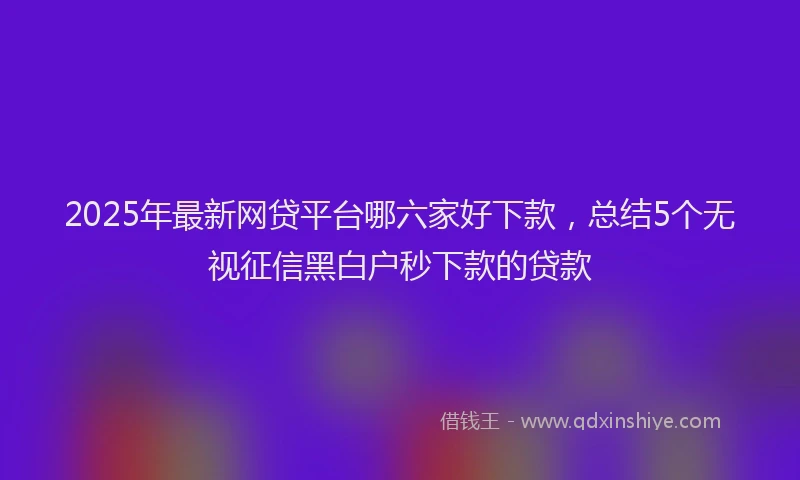 2025年最新网贷平台哪六家好下款，总结5个无视征信黑白户秒下款的贷款