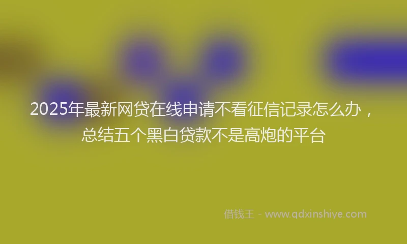 2025年最新网贷在线申请不看征信记录怎么办，总结五个黑白贷款不是高炮的平台