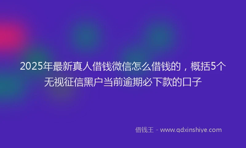 2025年最新真人借钱微信怎么借钱的，概括5个无视征信黑户当前逾期必下款的口子