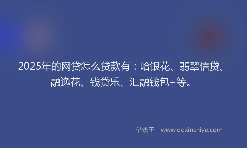 2025年的网贷怎么贷款有：哈银花、翡翠信贷、融逸花、钱贷乐、汇融钱包+等。