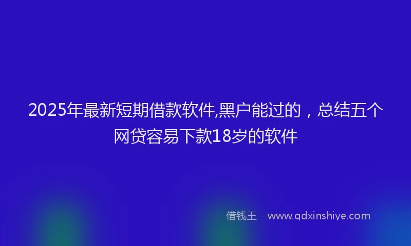 2025年最新短期借款软件,黑户能过的，总结五个网贷容易下款18岁的软件