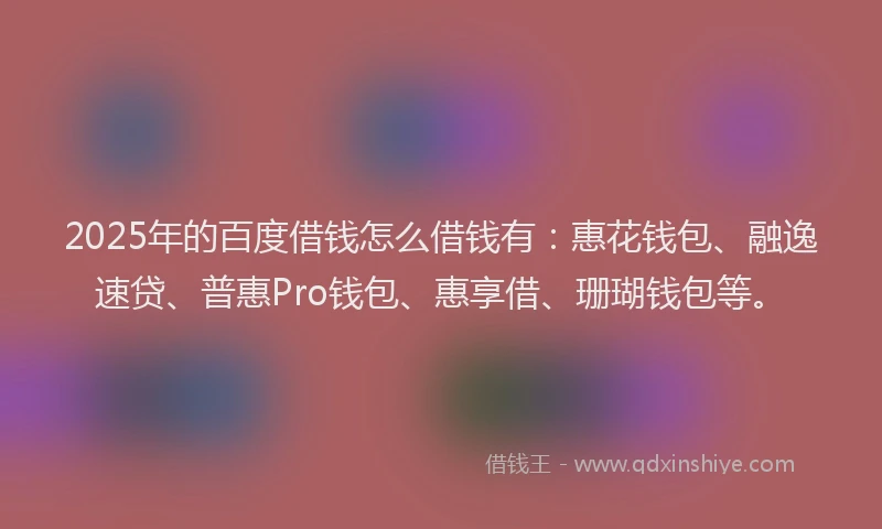 2025年的百度借钱怎么借钱有：惠花钱包、融逸速贷、普惠Pro钱包、惠享借、珊瑚钱包等。