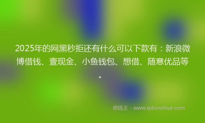 2025年的网黑秒拒还有什么可以下款有：新浪微博借钱、壹现金、小鱼钱包、想借、随意优品等。