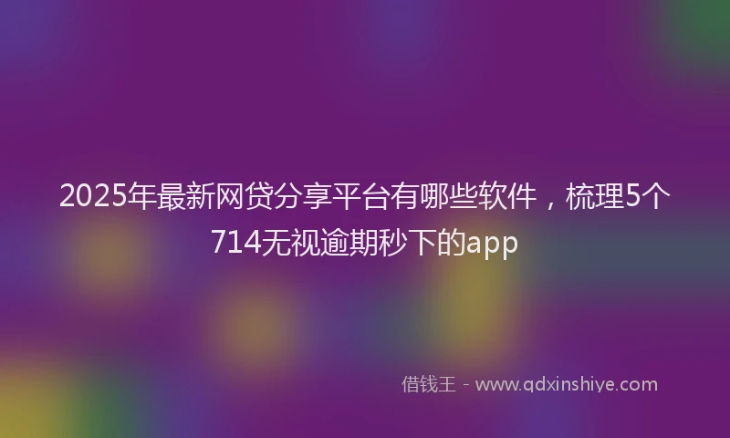 2025年最新网贷分享平台有哪些软件，梳理5个714无视逾期秒下的app
