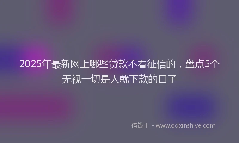 2025年最新网上哪些贷款不看征信的，盘点5个无视一切是人就下款的口子