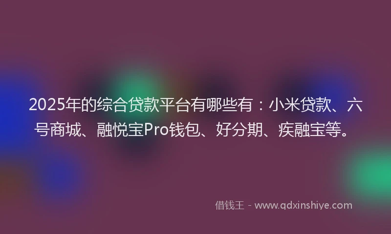 2025年的综合贷款平台有哪些有：小米贷款、六号商城、融悦宝Pro钱包、好分期、疾融宝等。