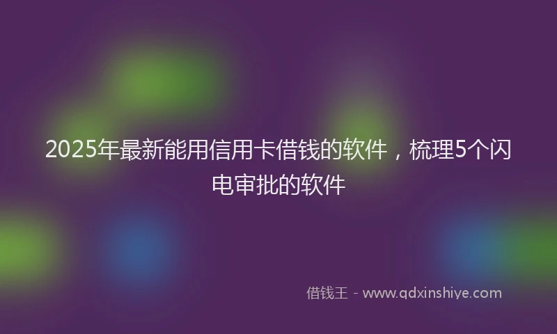 2025年最新能用信用卡借钱的软件，梳理5个闪电审批的软件