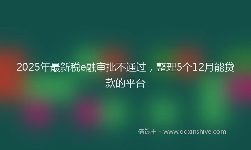 2025年最新税e融审批不通过，整理5个12月能贷款的平台