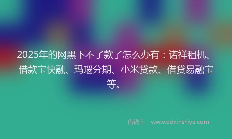 2025年的网黑下不了款了怎么办有：诺祥租机、借款宝快融、玛瑙分期、小米贷款、借贷易融宝等。