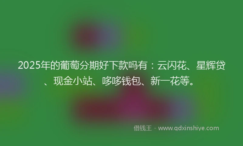 2025年的葡萄分期好下款吗有：云闪花、星辉贷、现金小站、哆哆钱包、新一花等。