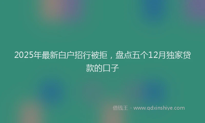 2025年最新白户招行被拒，盘点五个12月独家贷款的口子