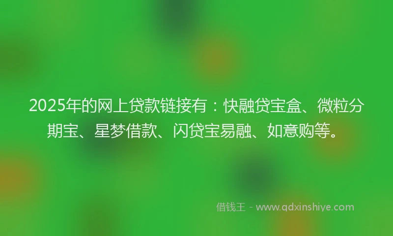 2025年的网上贷款链接有：快融贷宝盒、微粒分期宝、星梦借款、闪贷宝易融、如意购等。