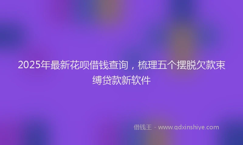 2025年最新花呗借钱查询，梳理五个摆脱欠款束缚贷款新软件