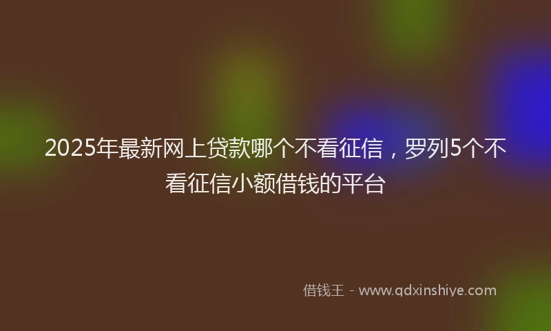2025年最新网上贷款哪个不看征信，罗列5个不看征信小额借钱的平台