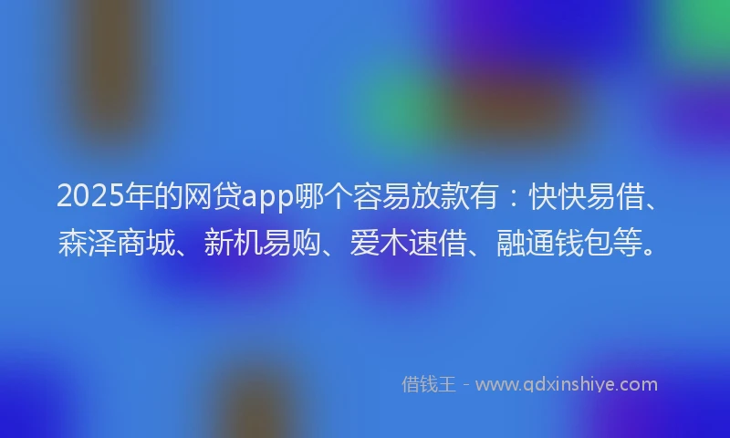 2025年的网贷app哪个容易放款有：快快易借、森泽商城、新机易购、爱木速借、融通钱包等。