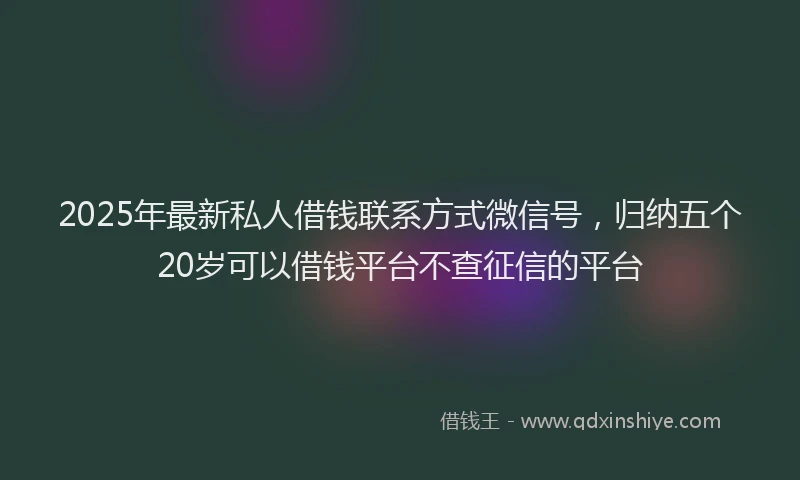 2025年最新私人借钱联系方式微信号，归纳五个20岁可以借钱平台不查征信的平台
