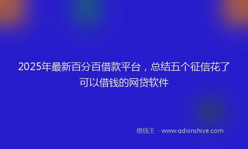 2025年最新百分百借款平台，总结五个征信花了可以借钱的网贷软件