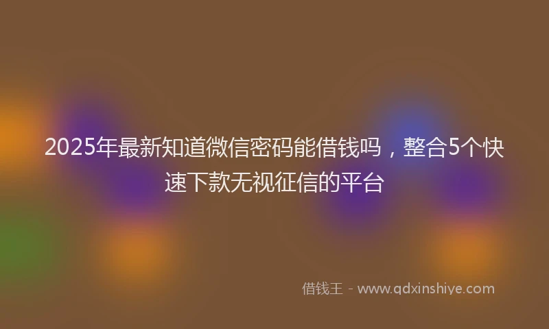 2025年最新知道微信密码能借钱吗，整合5个快速下款无视征信的平台