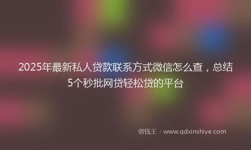 2025年最新私人贷款联系方式微信怎么查，总结5个秒批网贷轻松贷的平台