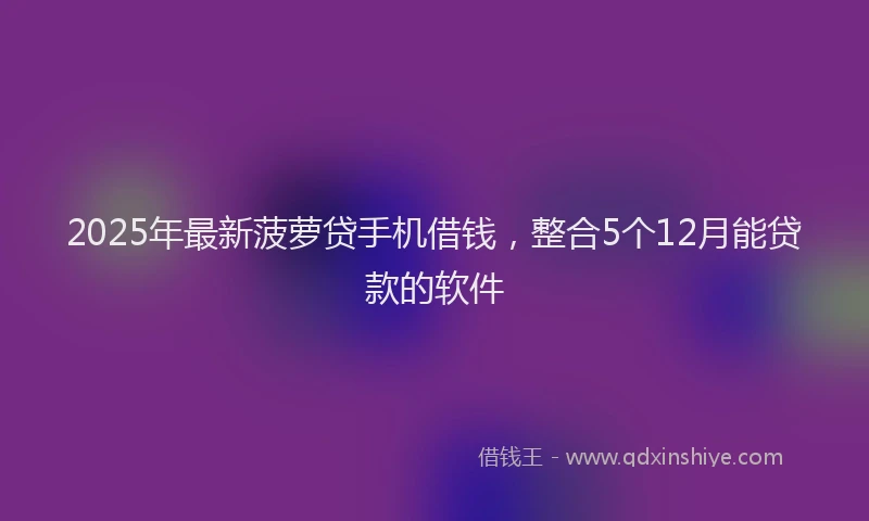 2025年最新菠萝贷手机借钱，整合5个12月能贷款的软件