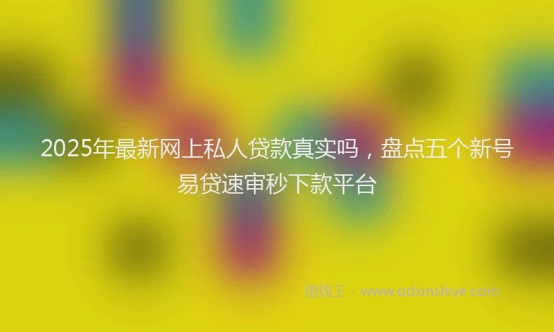 2025年最新网上私人贷款真实吗，盘点五个新号易贷速审秒下款平台