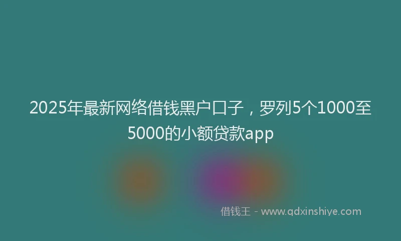 2025年最新网络借钱黑户口子，罗列5个1000至5000的小额贷款app