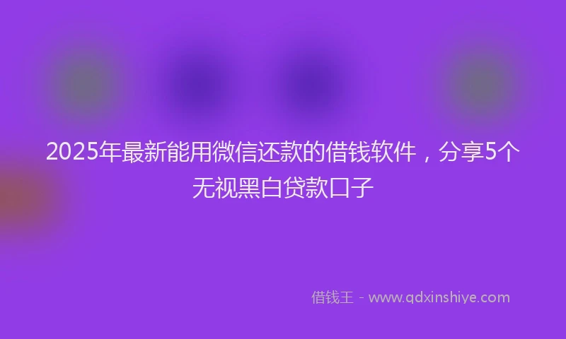 2025年最新能用微信还款的借钱软件，分享5个无视黑白贷款口子