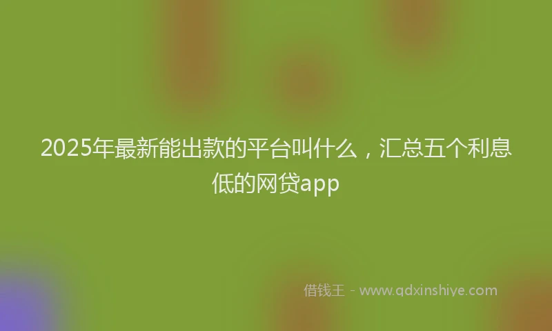 2025年最新能出款的平台叫什么，汇总五个利息低的网贷app