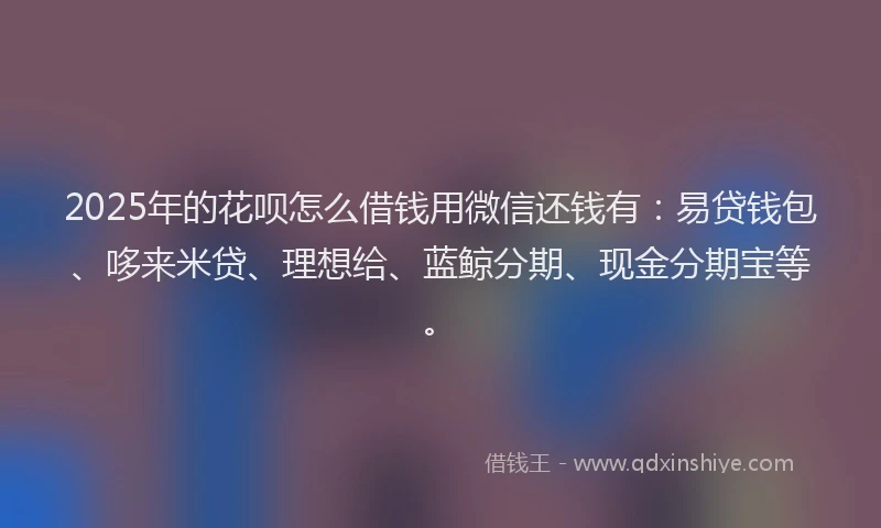 2025年的花呗怎么借钱用微信还钱有：易贷钱包、哆来米贷、理想给、蓝鲸分期、现金分期宝等。