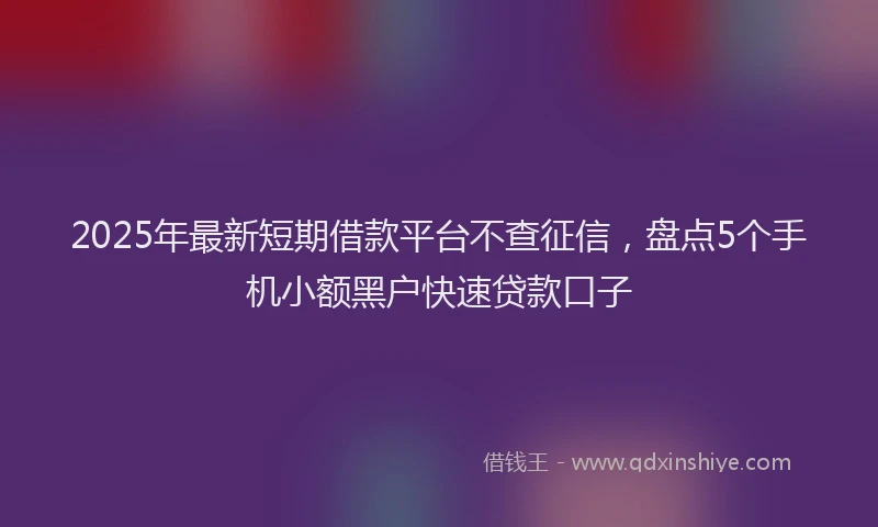 2025年最新短期借款平台不查征信，盘点5个手机小额黑户快速贷款口子