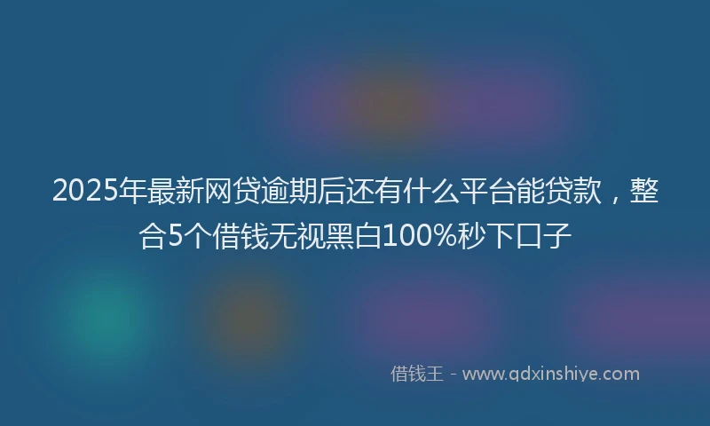 2025年最新网贷逾期后还有什么平台能贷款，整合5个借钱无视黑白100%秒下口子