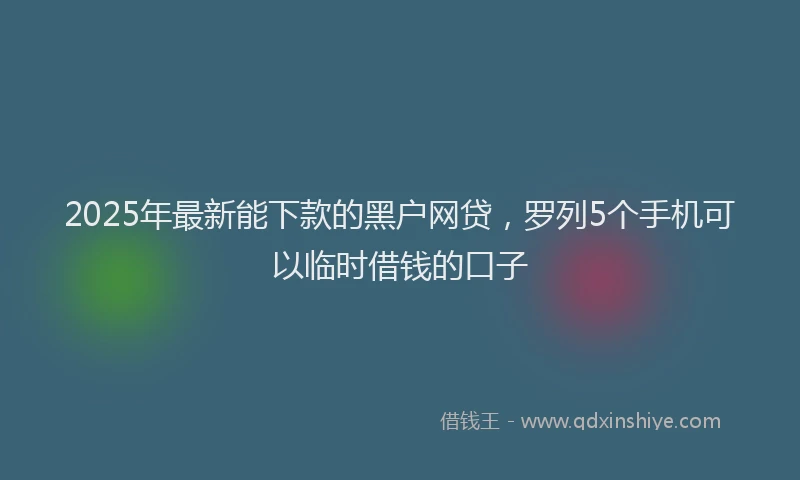 2025年最新能下款的黑户网贷，罗列5个手机可以临时借钱的口子
