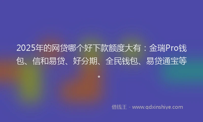 2025年的网贷哪个好下款额度大有：金瑞Pro钱包、信和易贷、好分期、全民钱包、易贷通宝等。