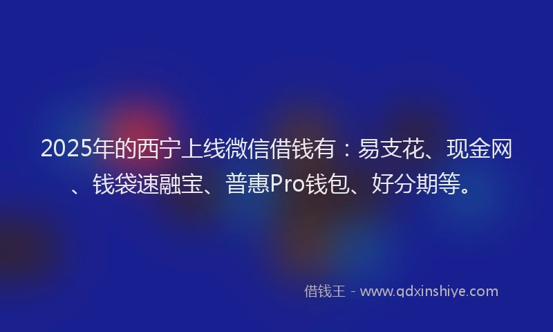 2025年的西宁上线微信借钱有：易支花、现金网、钱袋速融宝、普惠Pro钱包、好分期等。