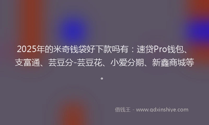 2025年的米奇钱袋好下款吗有：速贷Pro钱包、支富通、芸豆分-芸豆花、小爱分期、新鑫商城等。