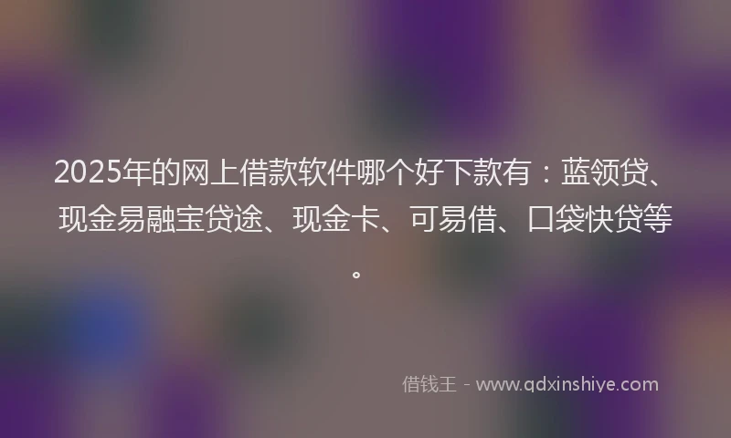 2025年的网上借款软件哪个好下款有：蓝领贷、现金易融宝贷途、现金卡、可易借、口袋快贷等。