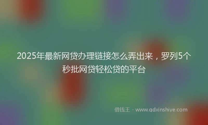 2025年最新网贷办理链接怎么弄出来，罗列5个秒批网贷轻松贷的平台