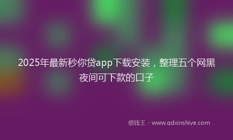 2025年最新秒你贷app下载安装，整理五个网黑夜间可下款的口子