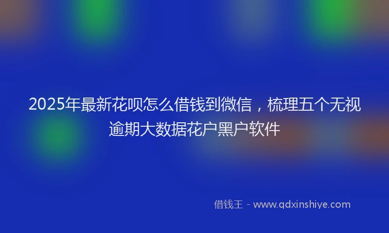 2025年最新花呗怎么借钱到微信，梳理五个无视逾期大数据花户黑户软件