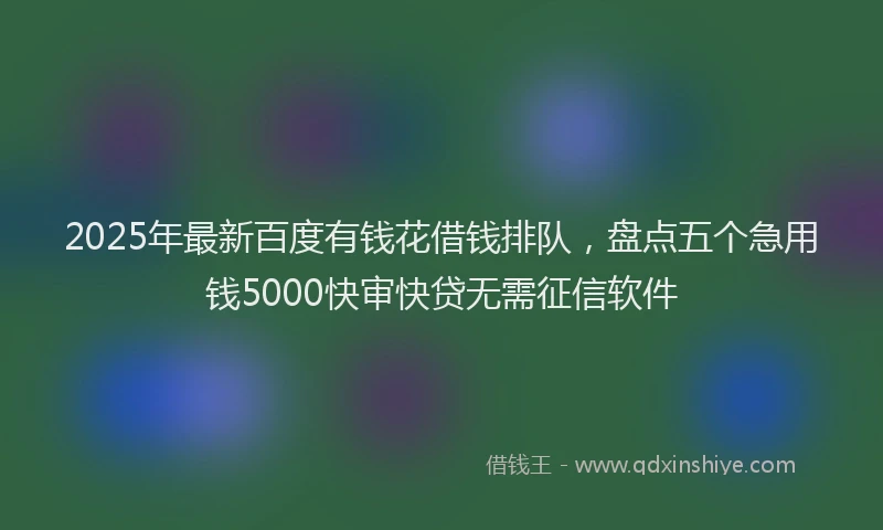 2025年最新百度有钱花借钱排队，盘点五个急用钱5000快审快贷无需征信软件