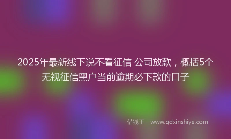 2025年最新线下说不看征信 公司放款，概括5个无视征信黑户当前逾期必下款的口子