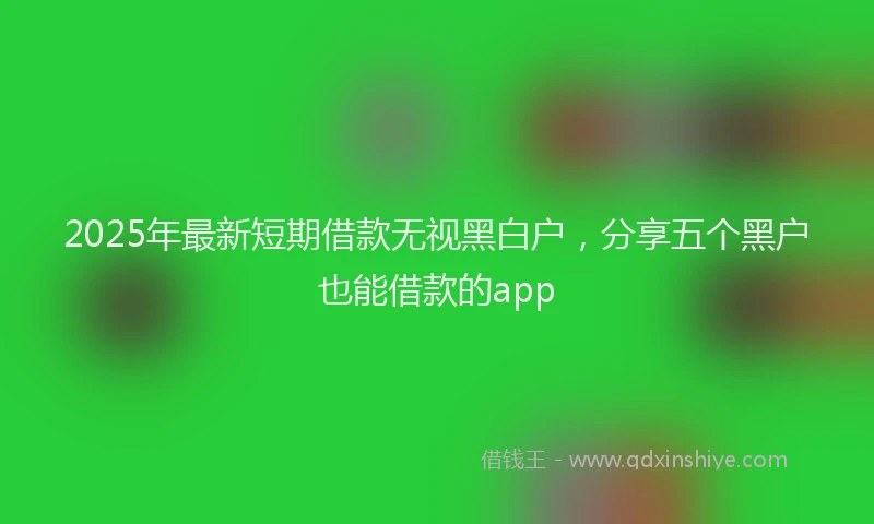 2025年最新短期借款无视黑白户，分享五个黑户也能借款的app