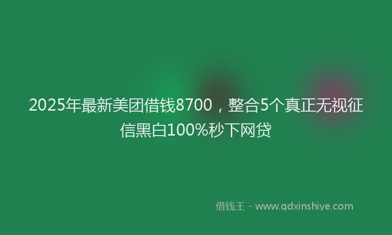 2025年最新美团借钱8700，整合5个真正无视征信黑白100%秒下网贷