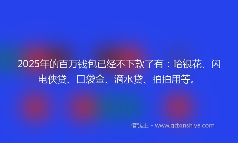 2025年的百万钱包已经不下款了有：哈银花、闪电侠贷、口袋金、滴水贷、拍拍用等。
