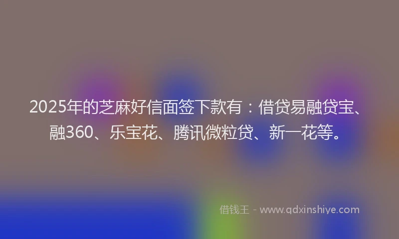2025年的芝麻好信面签下款有：借贷易融贷宝、融360、乐宝花、腾讯微粒贷、新一花等。