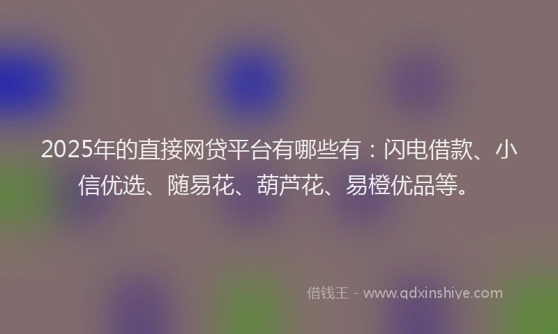 2025年的直接网贷平台有哪些有：闪电借款、小信优选、随易花、葫芦花、易橙优品等。