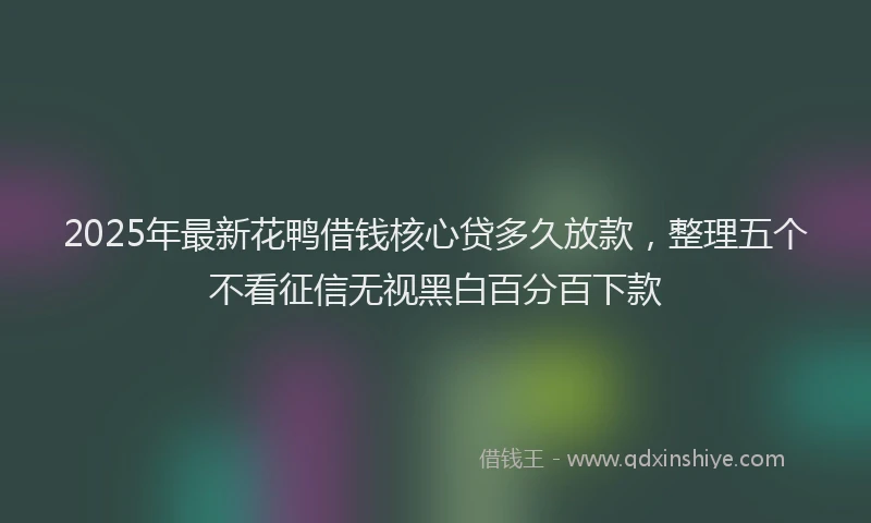 2025年最新花鸭借钱核心贷多久放款，整理五个不看征信无视黑白百分百下款