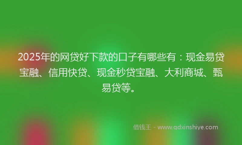 2025年的网贷好下款的口子有哪些有：现金易贷宝融、信用快贷、现金秒贷宝融、大利商城、甄易贷等。