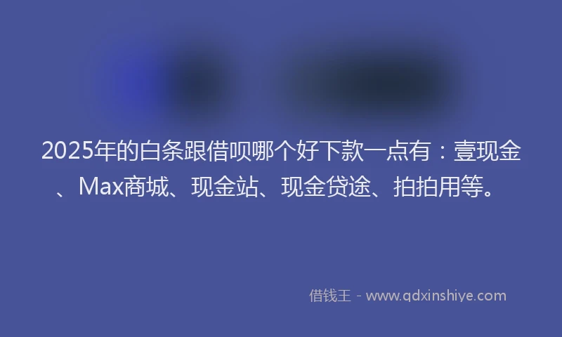 2025年的白条跟借呗哪个好下款一点有：壹现金、Max商城、现金站、现金贷途、拍拍用等。