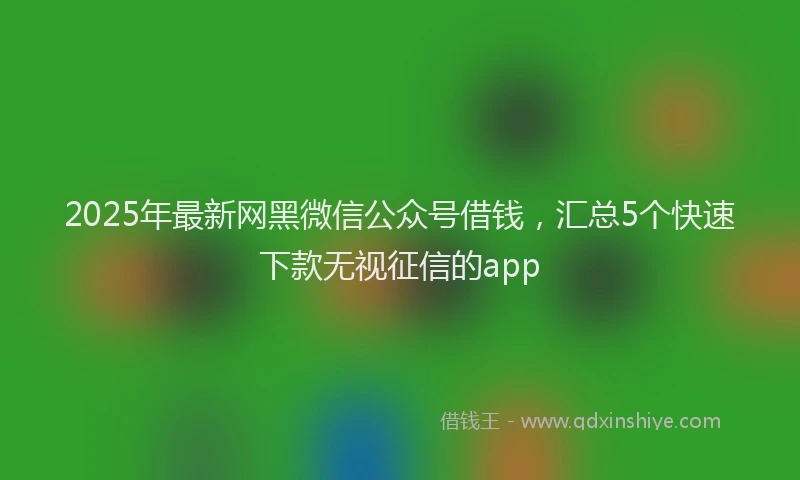 2025年最新网黑微信公众号借钱，汇总5个快速下款无视征信的app